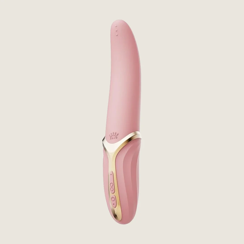 ZALO® Eve Oral Pleasure Vibrator with food-grade liquid silicone is as soft as the tongue in Sakura Pink color.