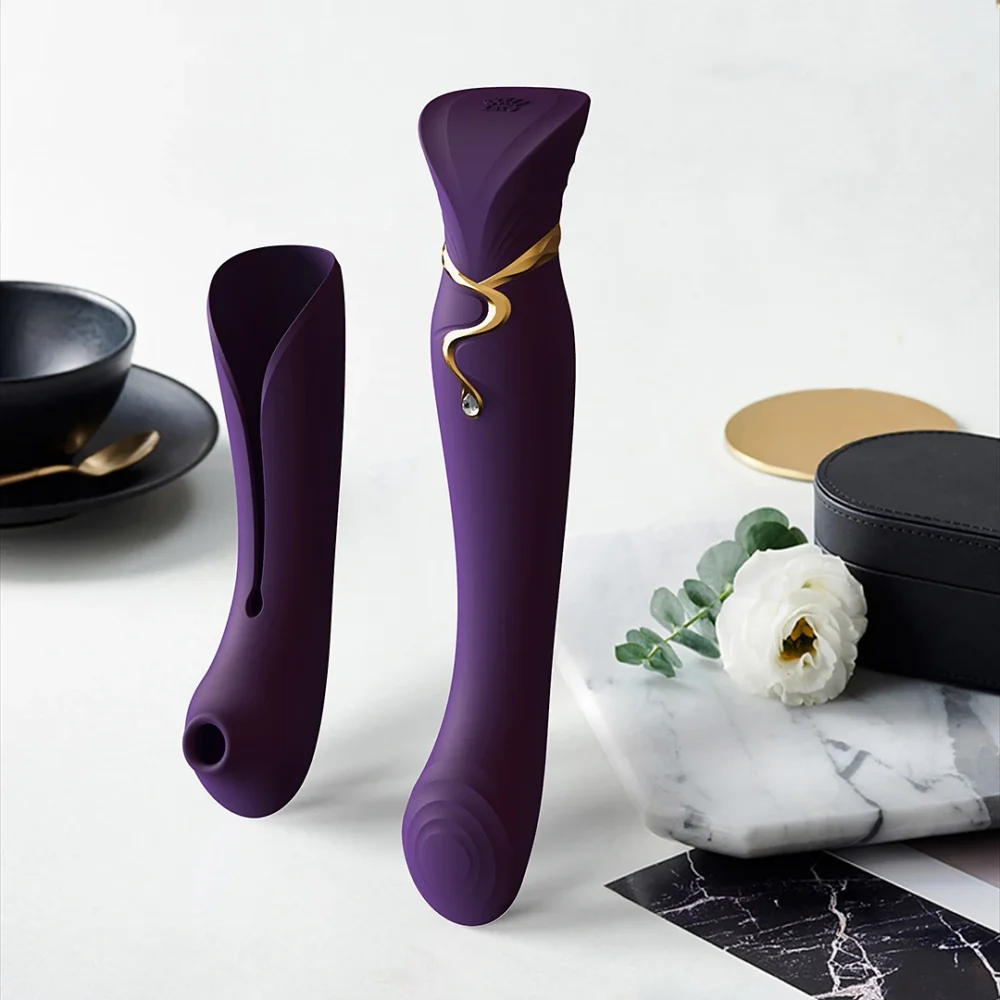 ZALO® Queen Set G-spot PulseWave Vibrator and in and out thrust like a regular vibrator in Velvet Purple color.