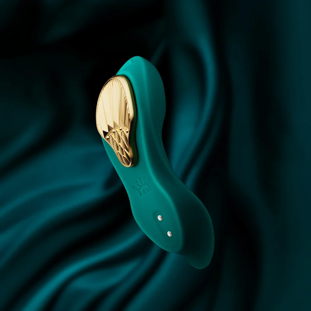 ZALO® Aya Wearable Vibrator features a bulbous tip to target the G-spot, with remote control in Turqouise Green color.