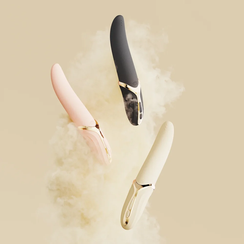 ZALO® Eve Oral Pleasure Vibrator with food-grade liquid silicone is as soft as the tongue in Ivory White, Obsidian Black, Sakura Pink color.